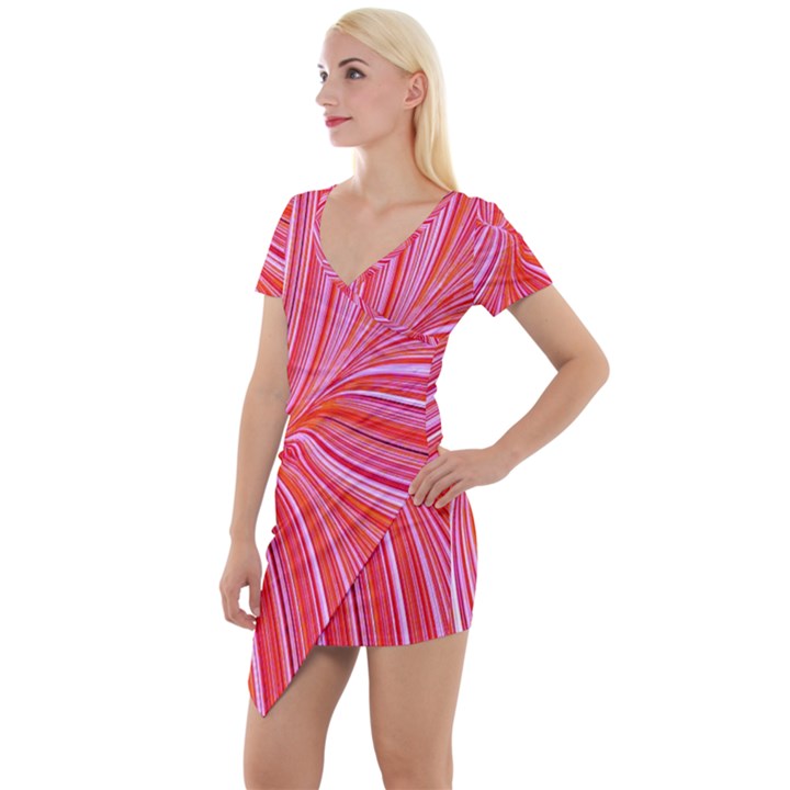 Electric Field Art III Short Sleeve Asymmetric Mini Dress