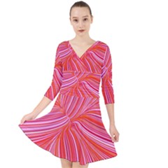 Electric Field Art Iii Quarter Sleeve Front Wrap Dress by okhismakingart