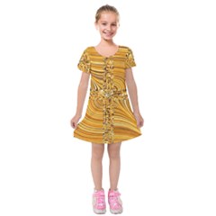 Electric Field Art Viii Kids  Short Sleeve Velvet Dress by okhismakingart