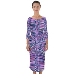 Electric Field Art Ix Quarter Sleeve Midi Bodycon Dress by okhismakingart