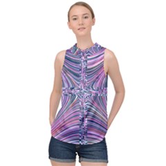 Electric Field Art Ix High Neck Satin Top