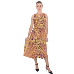 Electric Field Art X Midi Tie-back Chiffon Dress