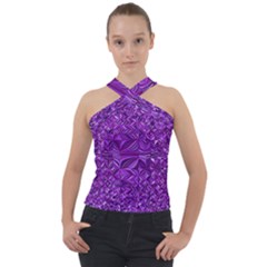 Electric Field Art Xi Cross Neck Velour Top