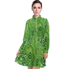 Electric Field Art Xii Long Sleeve Chiffon Shirt Dress by okhismakingart