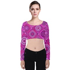 Electric Field Art Xiii Velvet Long Sleeve Crop Top