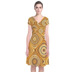 Electric Field Art Xiv Short Sleeve Front Wrap Dress by okhismakingart