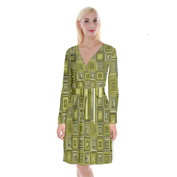 Electric Field Art XVI Long Sleeve Velvet Front Wrap Dress