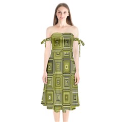 Electric Field Art Xvi Shoulder Tie Bardot Midi Dress by okhismakingart