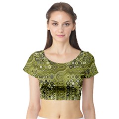 Electric Field Art Xix Short Sleeve Crop Top by okhismakingart