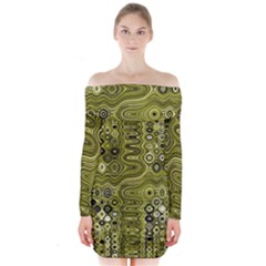 Electric Field Art Xix Long Sleeve Off Shoulder Dress by okhismakingart