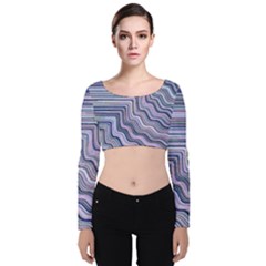 Electric Field Art Xxi Velvet Long Sleeve Crop Top by okhismakingart