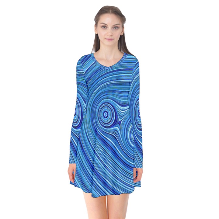 Electric Field Art XXIII Long Sleeve V-neck Flare Dress