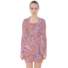 Electric Field Art Xxiv V-neck Bodycon Long Sleeve Dress by okhismakingart