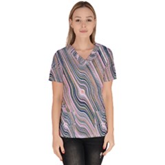 Electric Field Art Xxviii Women s V-neck Scrub Top by okhismakingart