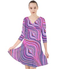 Electric Field Art Xxx Quarter Sleeve Front Wrap Dress by okhismakingart