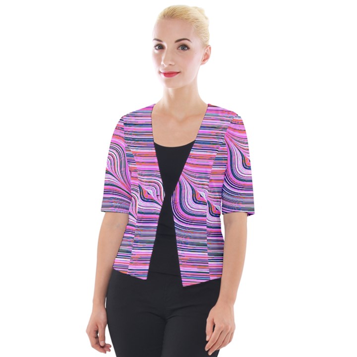 Electric Field Art XXX Cropped Button Cardigan