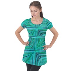 Electric Field Art Xxxi Puff Sleeve Tunic Top by okhismakingart