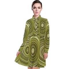 Electric Field Art Xxxiii Long Sleeve Chiffon Shirt Dress by okhismakingart