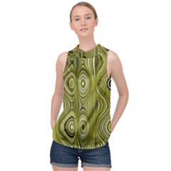 Electric Field Art Xxxv High Neck Satin Top by okhismakingart