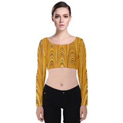 Electric Field Art Xxxix Velvet Long Sleeve Crop Top by okhismakingart