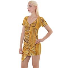 Electric Field Art Xl Short Sleeve Asymmetric Mini Dress