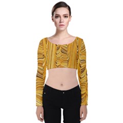 Electric Field Art Xl Velvet Long Sleeve Crop Top by okhismakingart