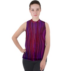 Electric Field Art Xlii Mock Neck Chiffon Sleeveless Top