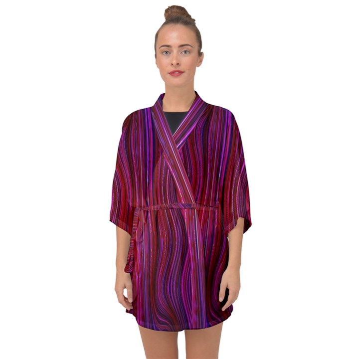 Electric Field Art XLII Half Sleeve Chiffon Kimono