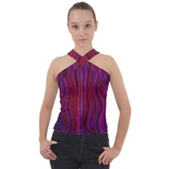 Electric Field Art Xlii Cross Neck Velour Top