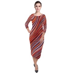 Electric Field Art Xliii Quarter Sleeve Midi Velour Bodycon Dress