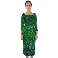 Electric Field Art Xliv Quarter Sleeve Midi Bodycon Dress by okhismakingart