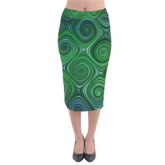 Electric Field Art Xliv Velvet Midi Pencil Skirt by okhismakingart