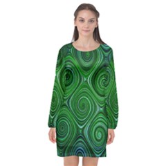 Electric Field Art Xliv Long Sleeve Chiffon Shift Dress  by okhismakingart