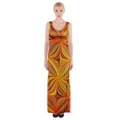 Electric Field Art Xlv Maxi Thigh Split Dress by okhismakingart