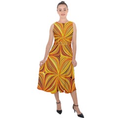 Electric Field Art Xlv Midi Tie-back Chiffon Dress by okhismakingart