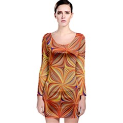 Electric Field Art Xlvi Long Sleeve Bodycon Dress by okhismakingart