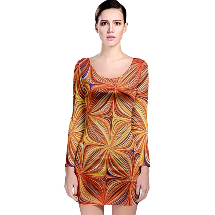 Electric Field Art XLVI Long Sleeve Bodycon Dress