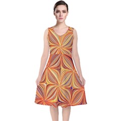 Electric Field Art Xlvi V-neck Midi Sleeveless Dress  by okhismakingart