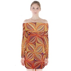 Electric Field Art Xlvi Long Sleeve Off Shoulder Dress by okhismakingart