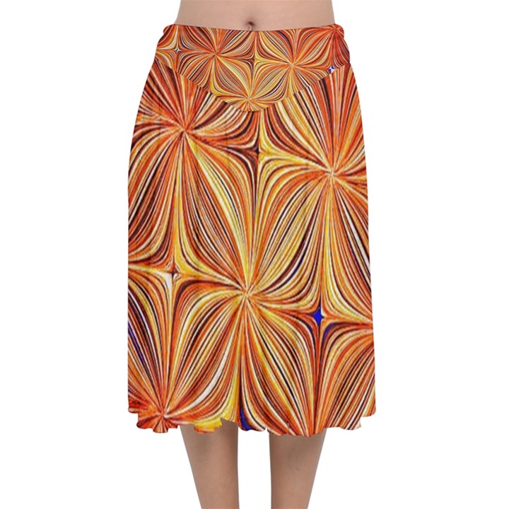 Electric Field Art XLVI Velvet Flared Midi Skirt