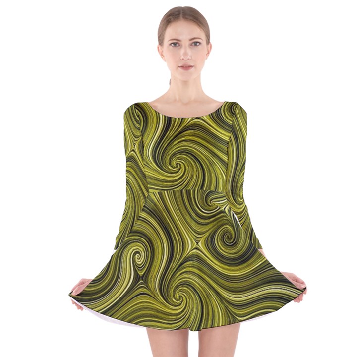 Electric Field Art XLVIII Long Sleeve Velvet Skater Dress