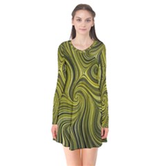 Electric Field Art Xlviii Long Sleeve V-neck Flare Dress by okhismakingart