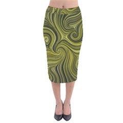 Electric Field Art Xlviii Velvet Midi Pencil Skirt by okhismakingart