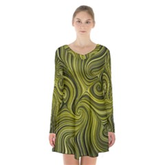 Electric Field Art Xlviii Long Sleeve Velvet V-neck Dress by okhismakingart