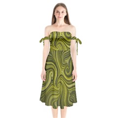 Electric Field Art Xlviii Shoulder Tie Bardot Midi Dress by okhismakingart