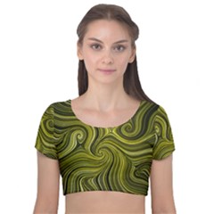 Electric Field Art Xlviii Velvet Short Sleeve Crop Top  by okhismakingart