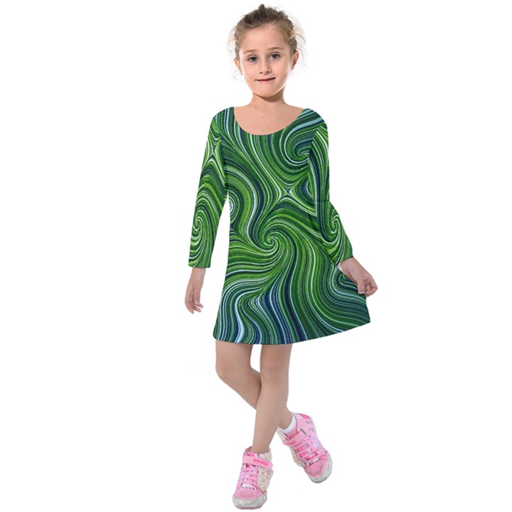 Electric Field Art XLIX Kids  Long Sleeve Velvet Dress