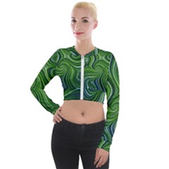 Electric Field Art Xlix Long Sleeve Cropped Velvet Jacket by okhismakingart