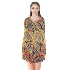 Electric Field Art Xlvii Long Sleeve V-neck Flare Dress by okhismakingart