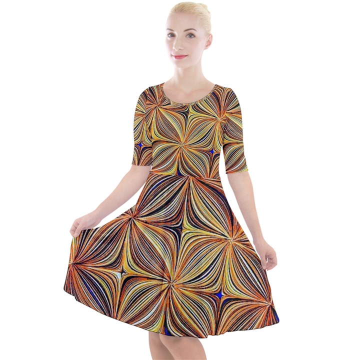 Electric Field Art XLVII Quarter Sleeve A-Line Dress